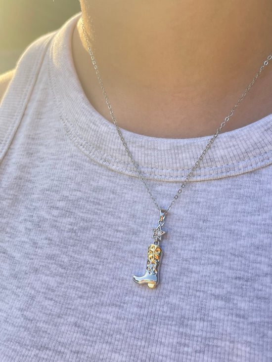 Mixed Crystal Cowboy Necklace (Stainless Steel)