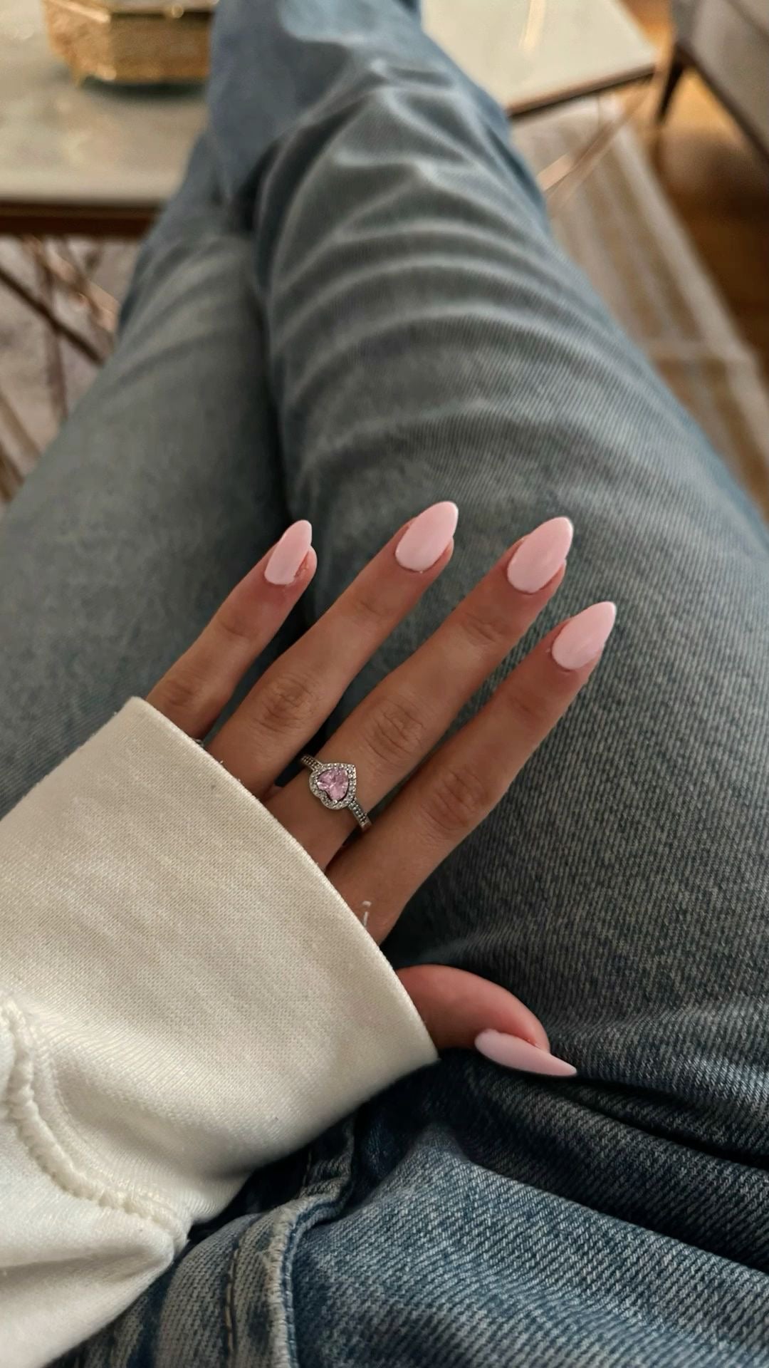 Crystal Heart Ring- Gold Plated