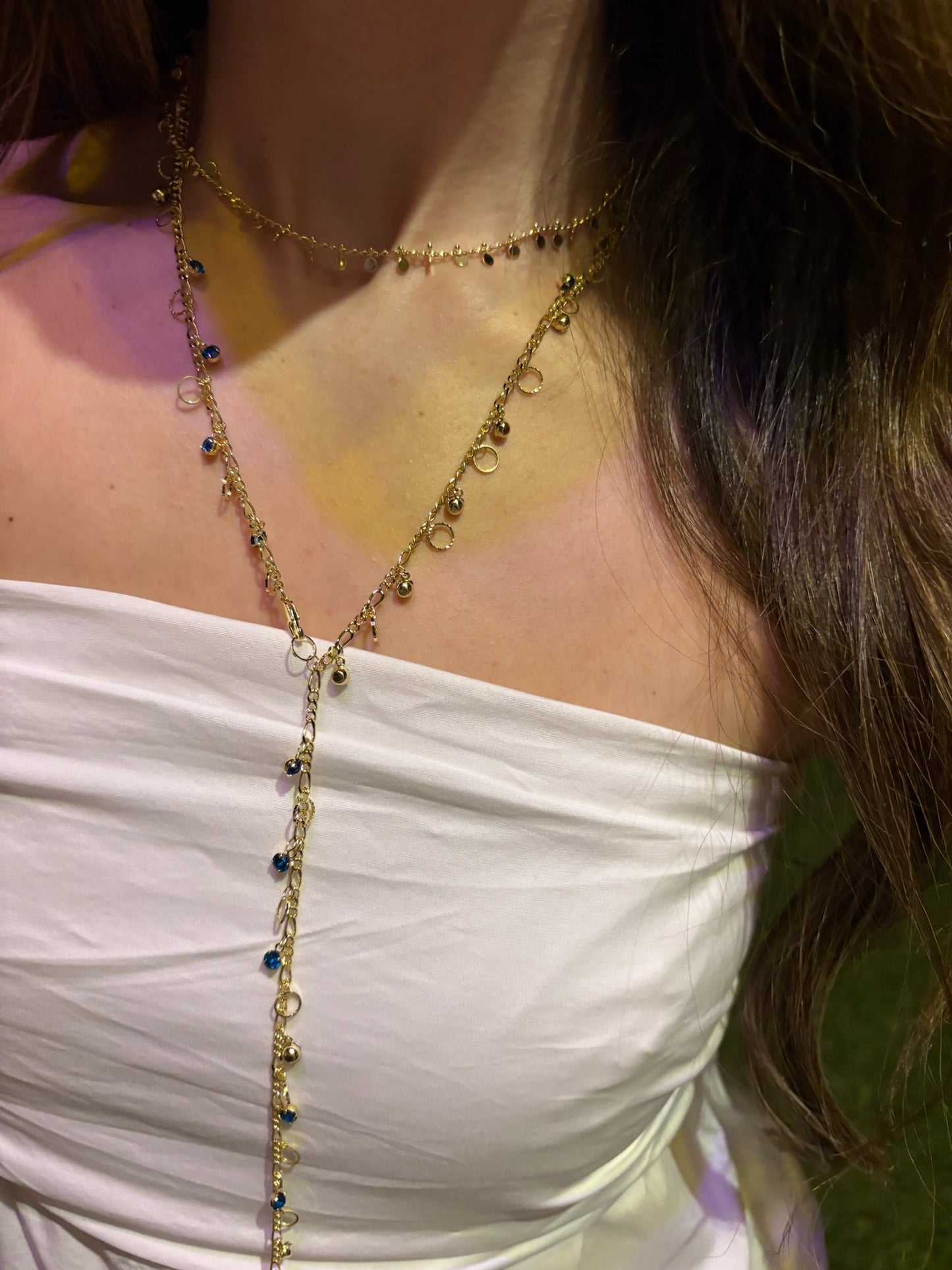 Shades of Blue Drop Necklace (Gold-plated)