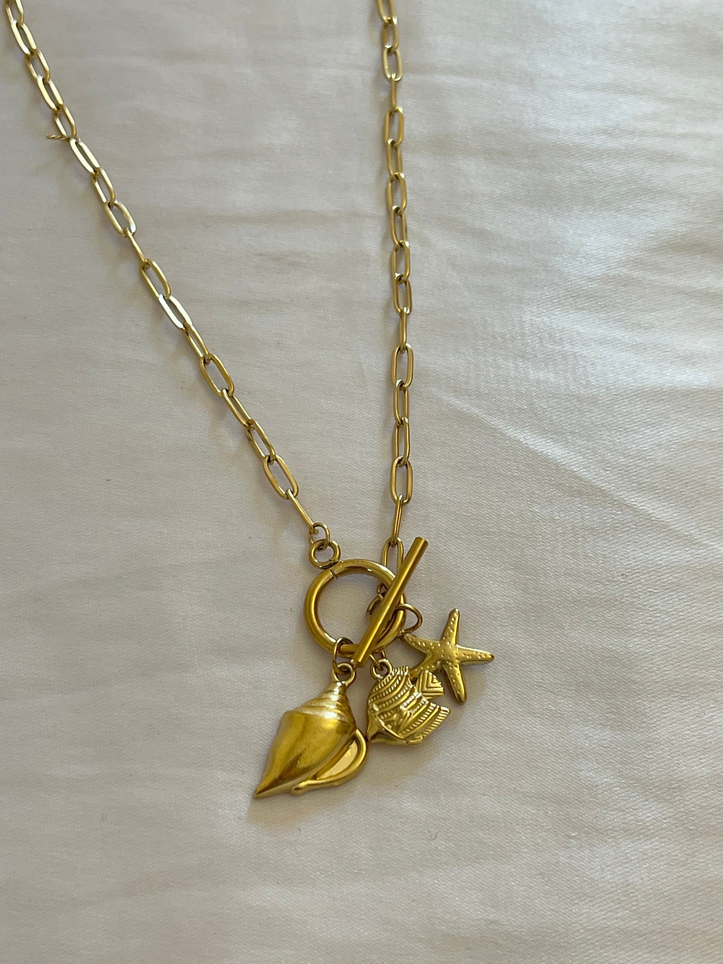 Seashell Starfish Charm Necklace (Stainless Steel)