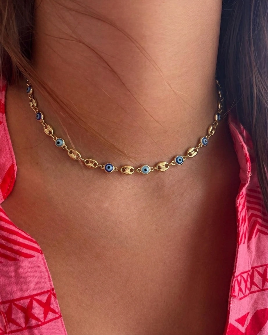 evil eye choker (gold plated)