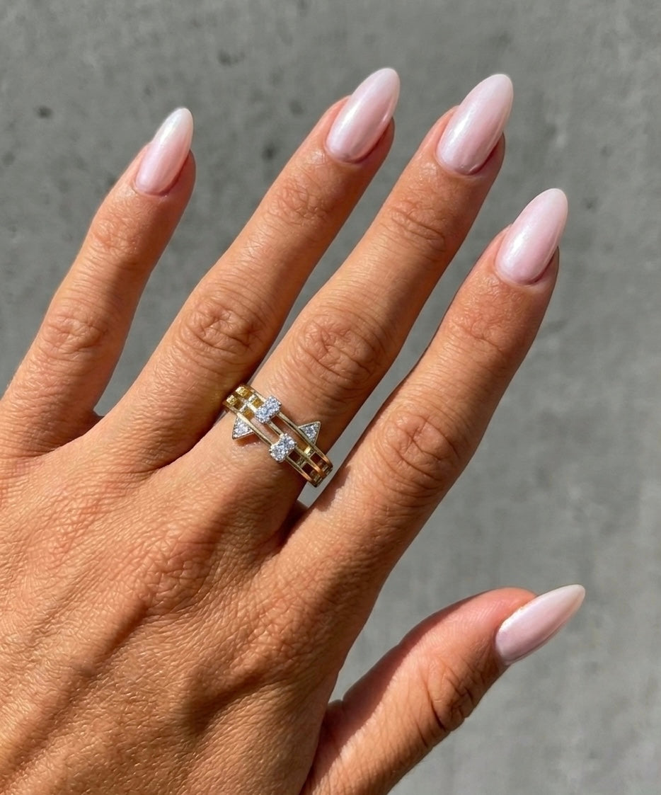 Diamond Crystal Ring (Gold Plated)
