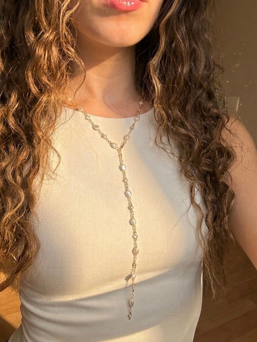 Endless Pearl Necklace (Gold Plated)
