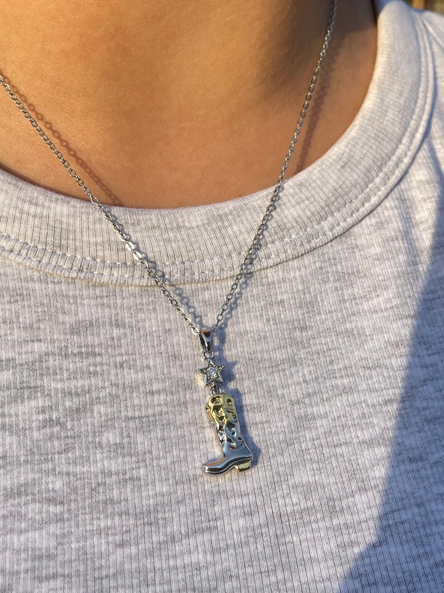 Mixed Crystal Cowboy Necklace (Stainless Steel)