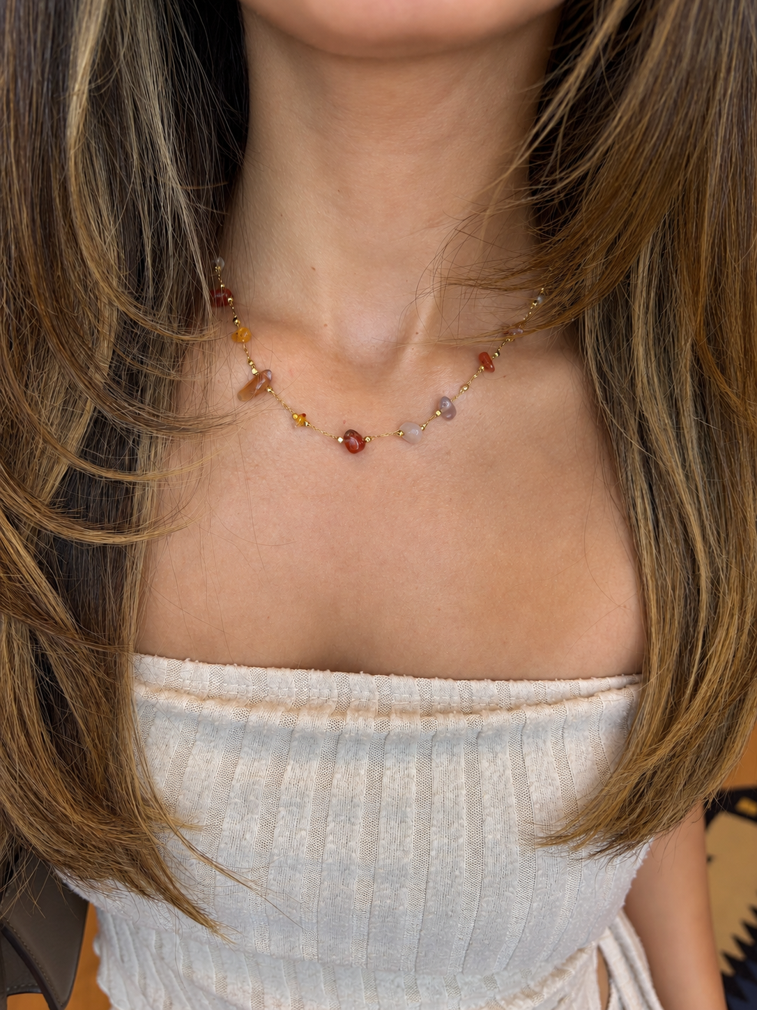 sunset stones necklace (gold plated)