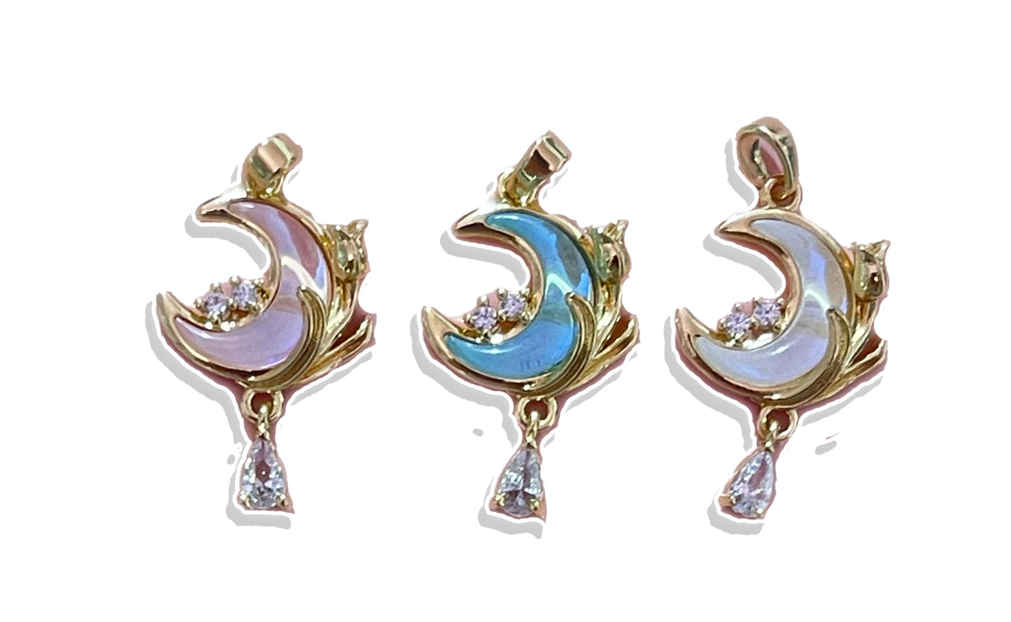 Crystal Moon- Gold Plated Charm