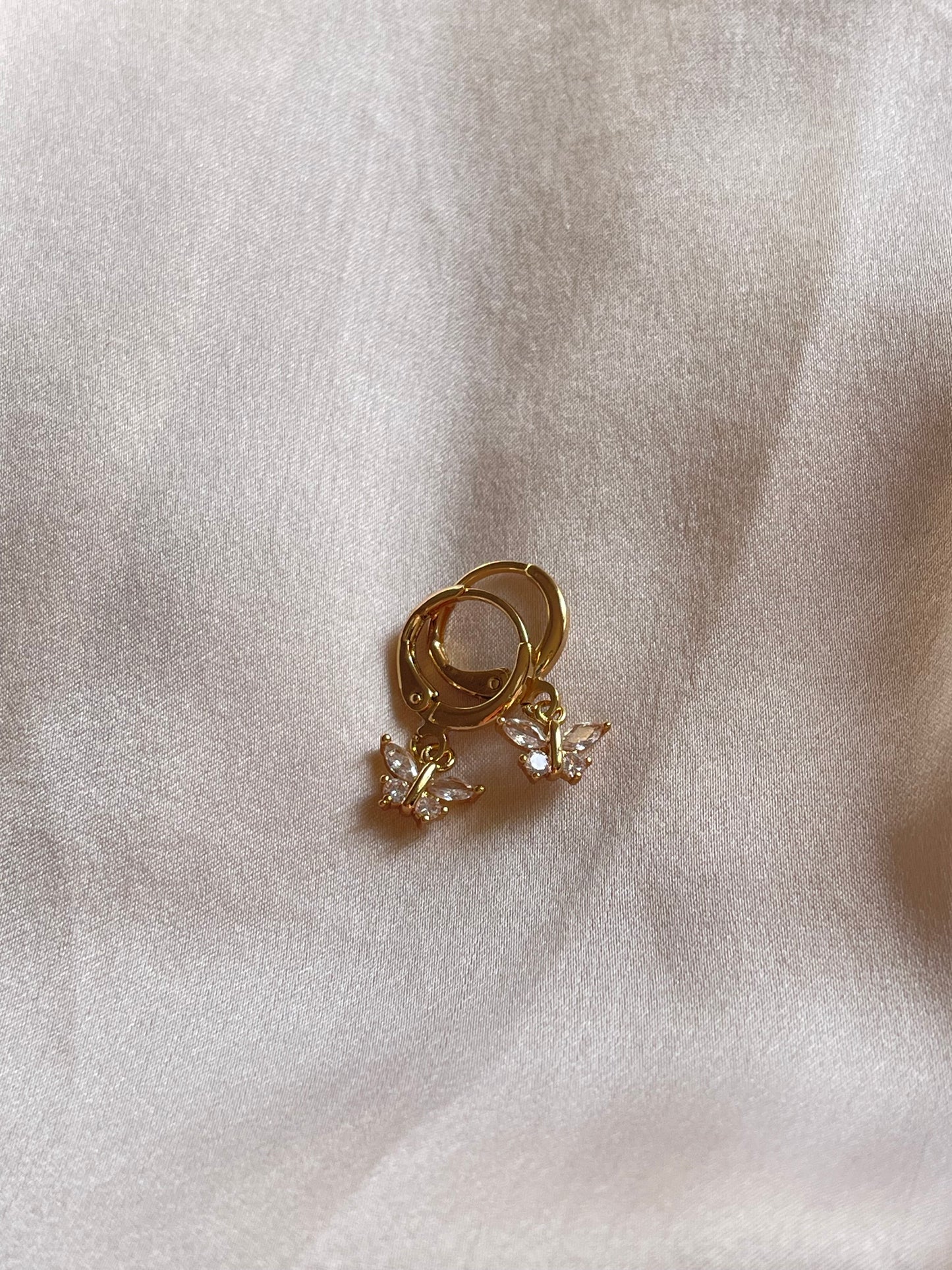 Mini Crystal Butterfly Earrings (Gold Plated)