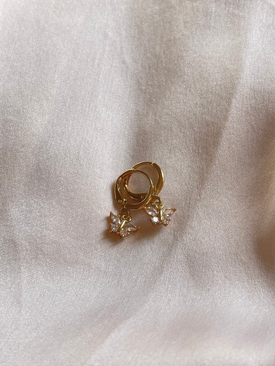 Mini Crystal Butterfly Earrings (Gold Plated)