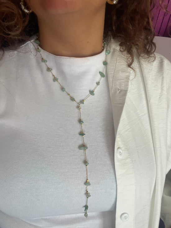 Emerald Stones Drop Necklace (Gold Plated + Limited Edition)