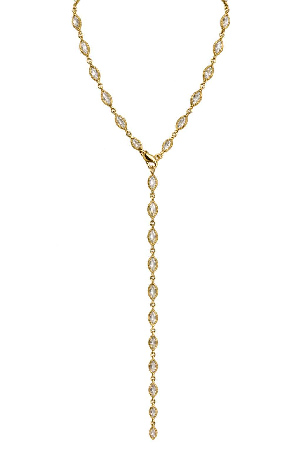 crystal drop necklace- gold plated