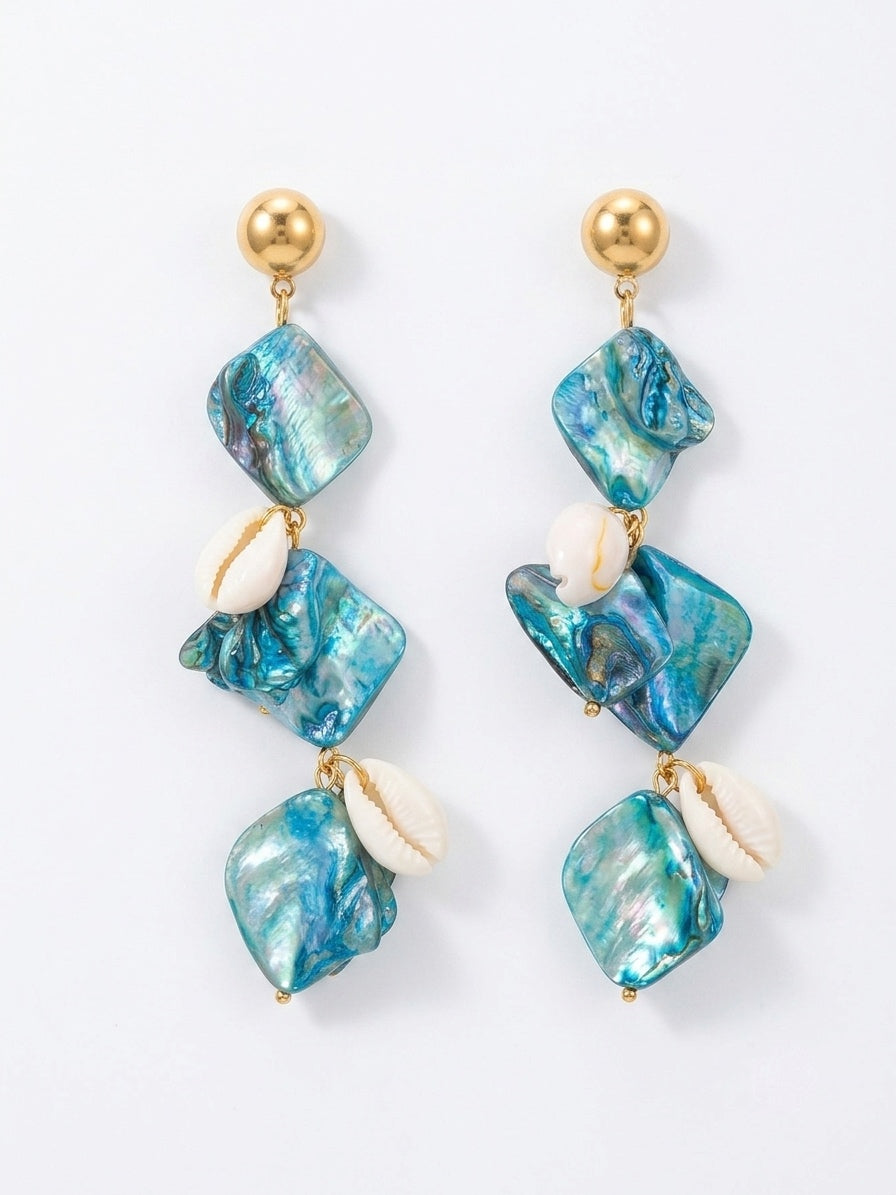 Blue Pearl Earrings (Stainless Steel)