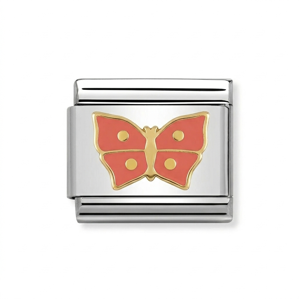 Pink Butterfly- Silver Italian Charm