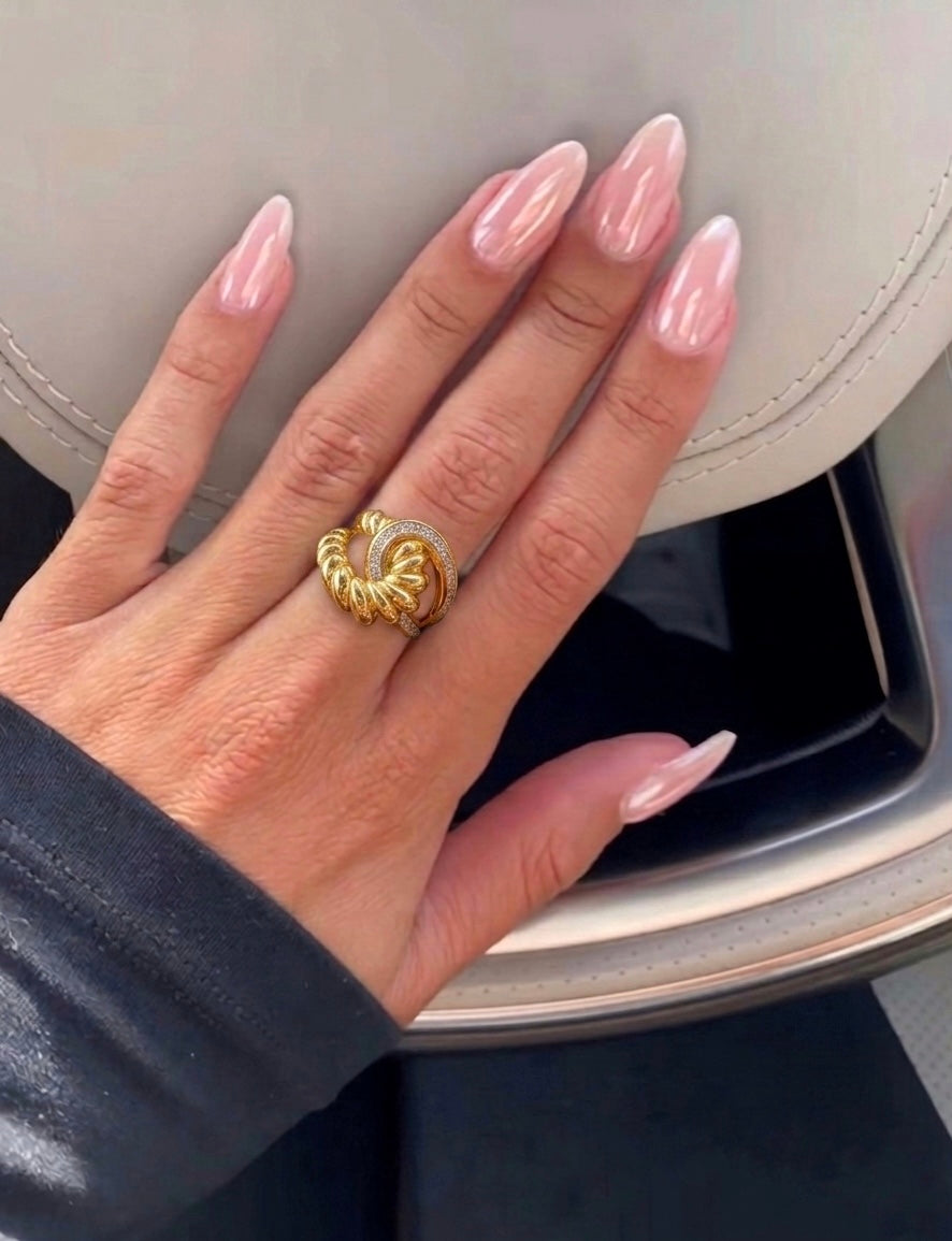 Double Crystal Ring (Gold Plated)
