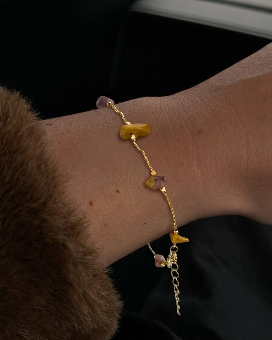 Brown Stones Bracelet (Gold Plated)