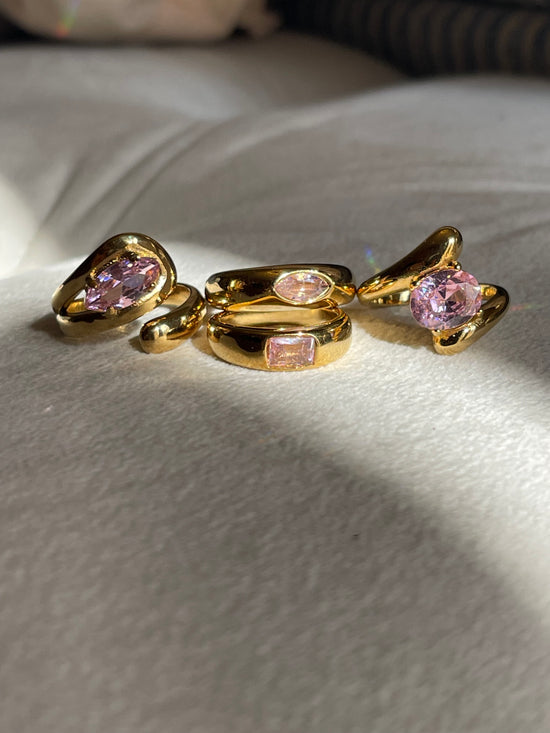 Pink Statement Ring- Stainless Steel