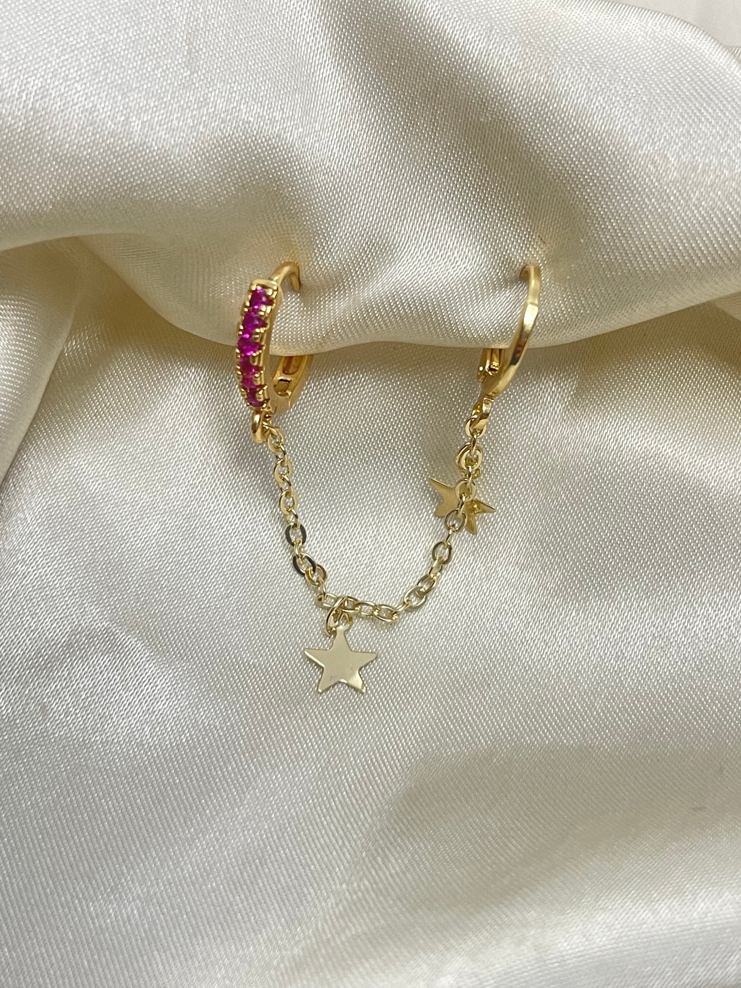 Connected Crystal Dangles Gold Plated Earrings