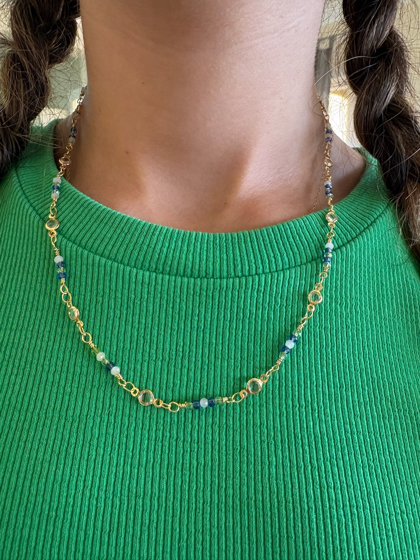blue stone necklace - gold plated