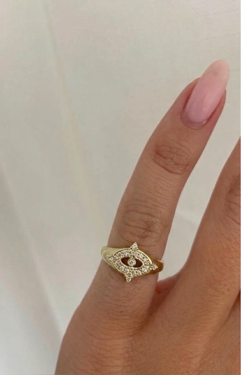 Evil Eye Pinky Ring (Gold Plated)