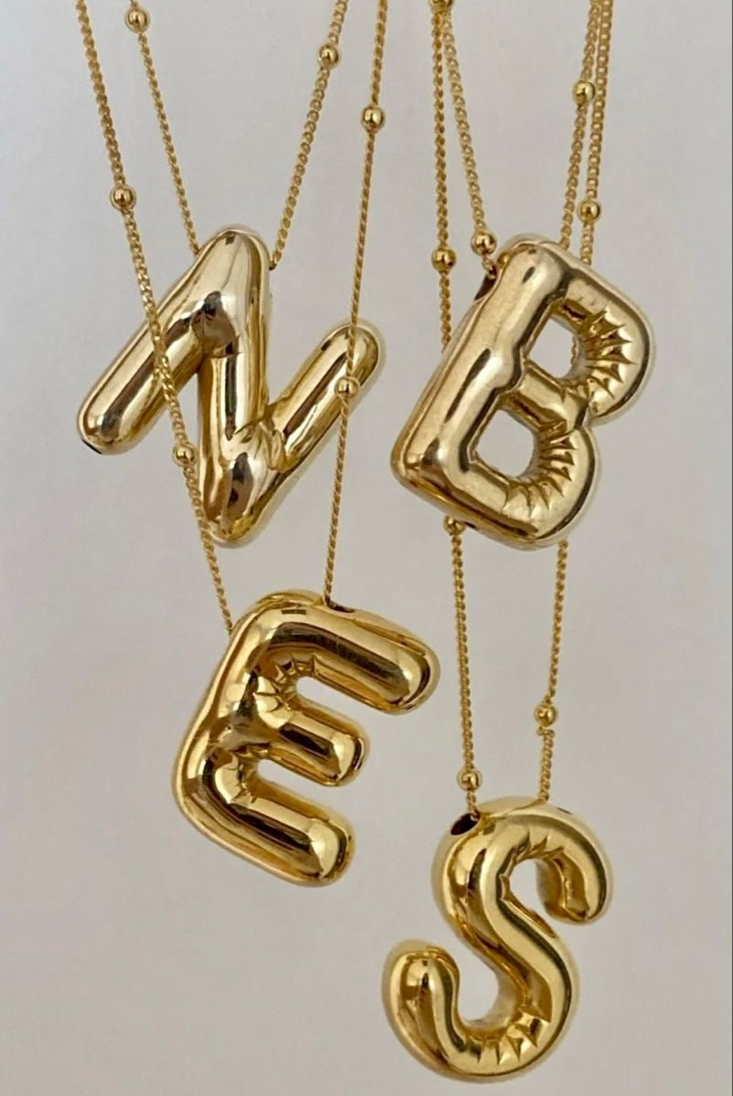 Bubble Initial Letters- Necklace/ Stainless Steel