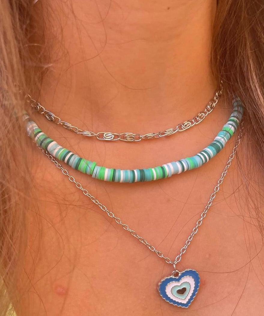 Blue Heart Layered Necklace