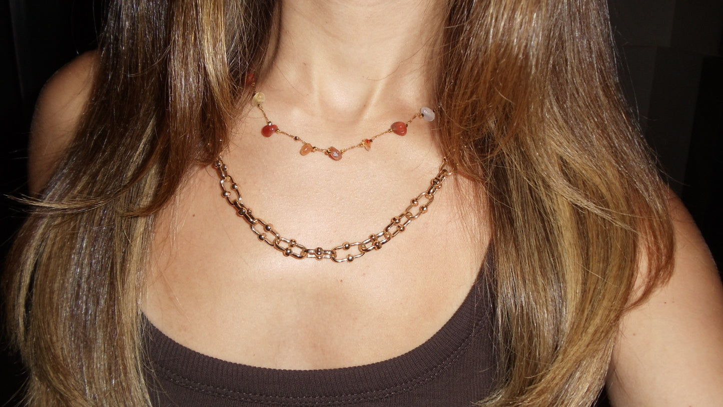 sunset stones necklace (gold plated)