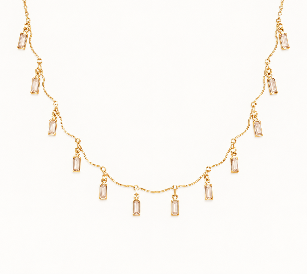 crystal stone necklace- gold plated
