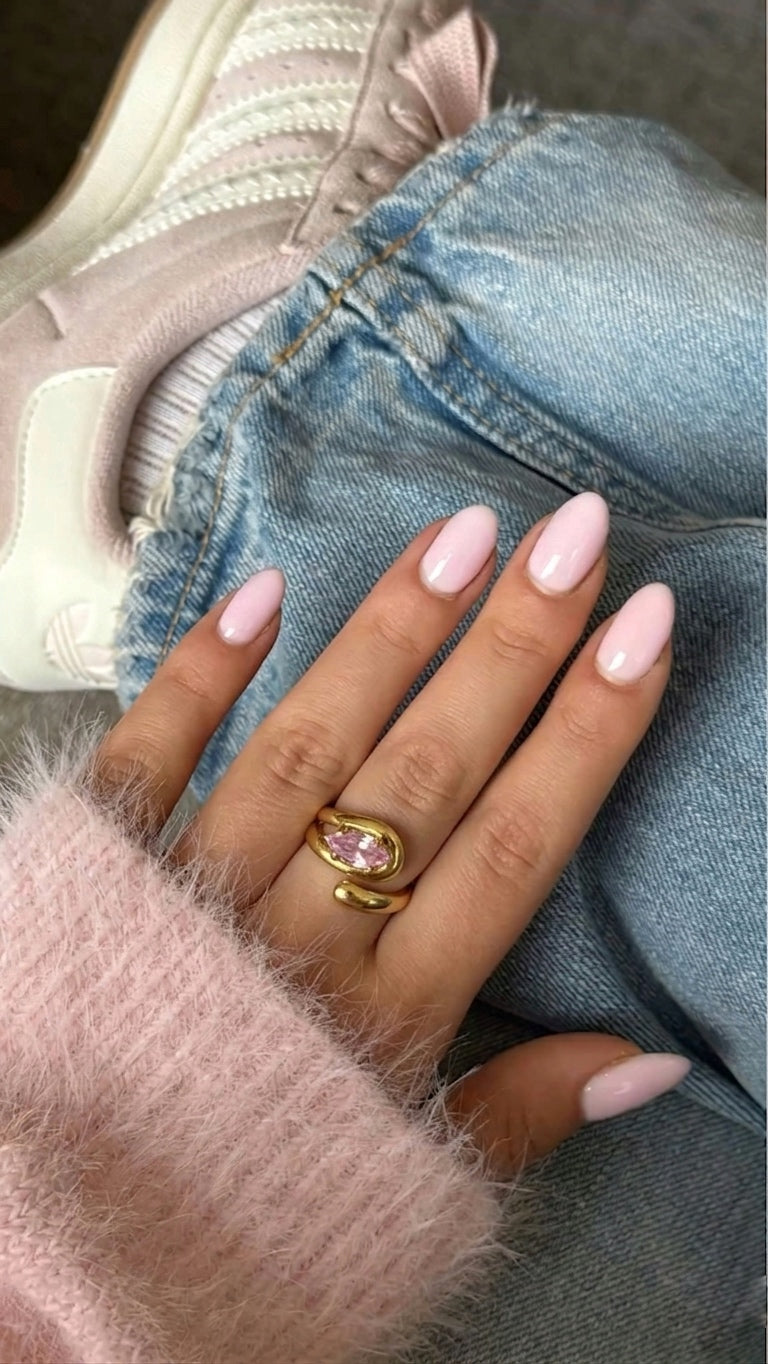 Pink Crystal Ring (Stainless Steel)