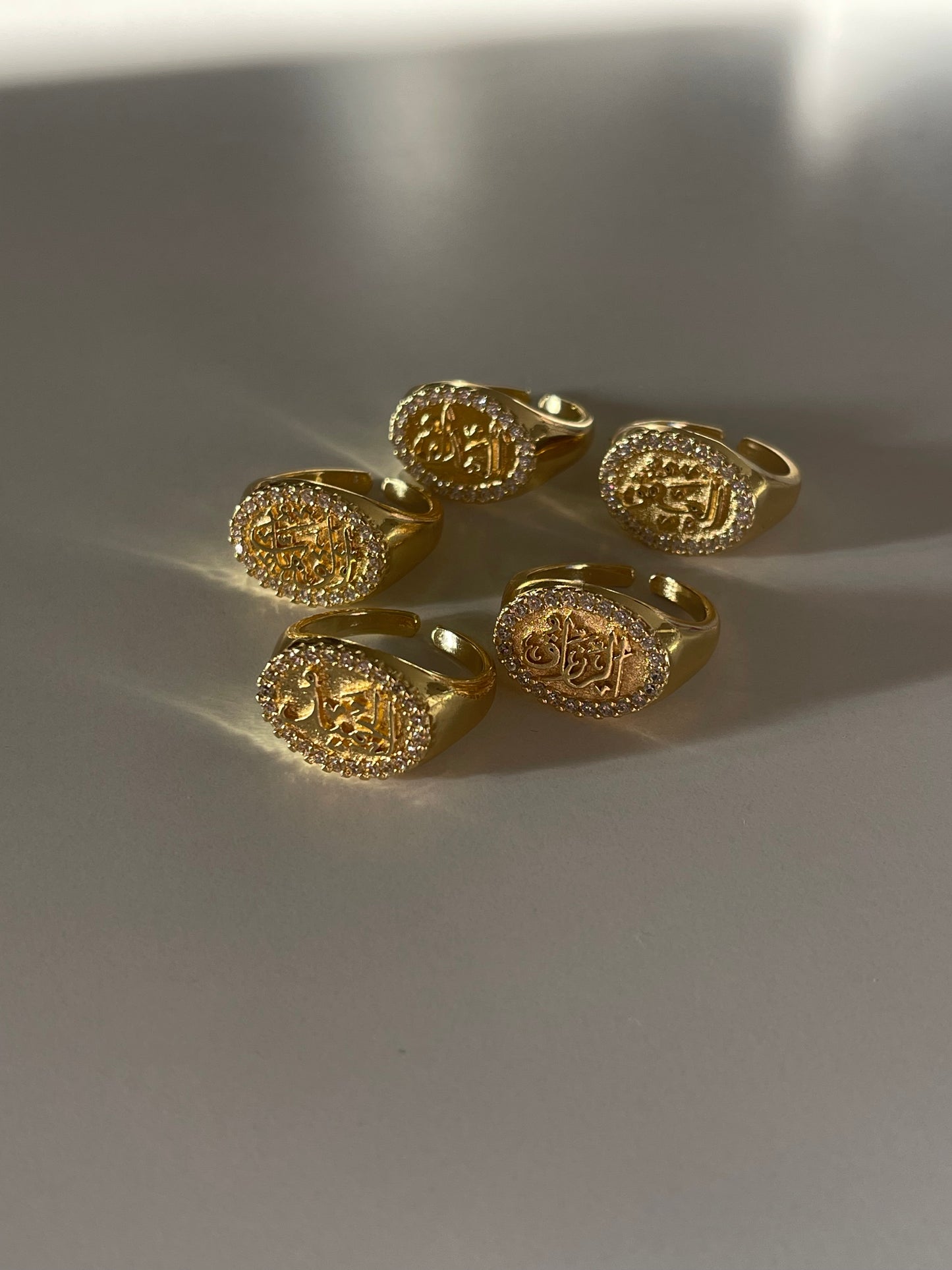 Crystal الله Signet Ring (Gold Plated)