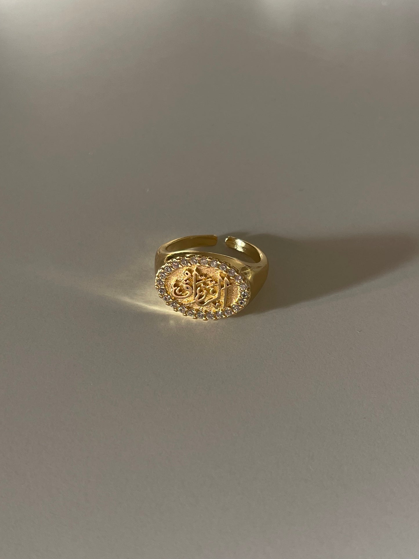 Crystal الله Signet Ring (Gold Plated)