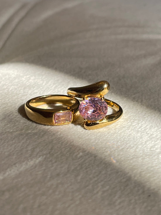 Pink Statement Ring- Stainless Steel