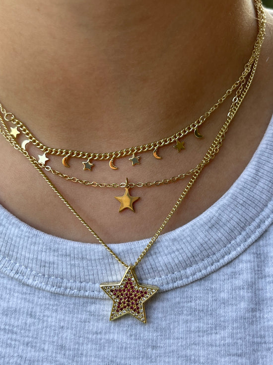 Triple Layered Star Necklace (Gold Plated)