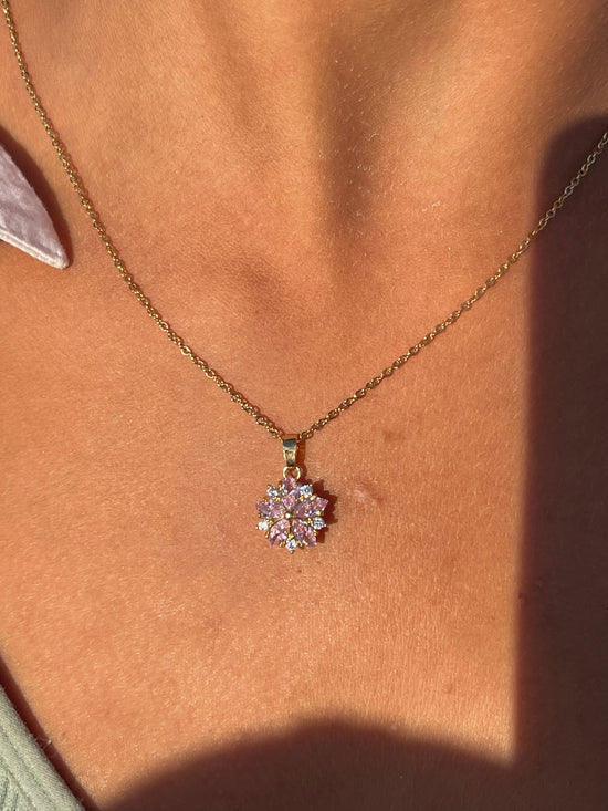 Tiny Pink Flower Stainless Steel Necklace