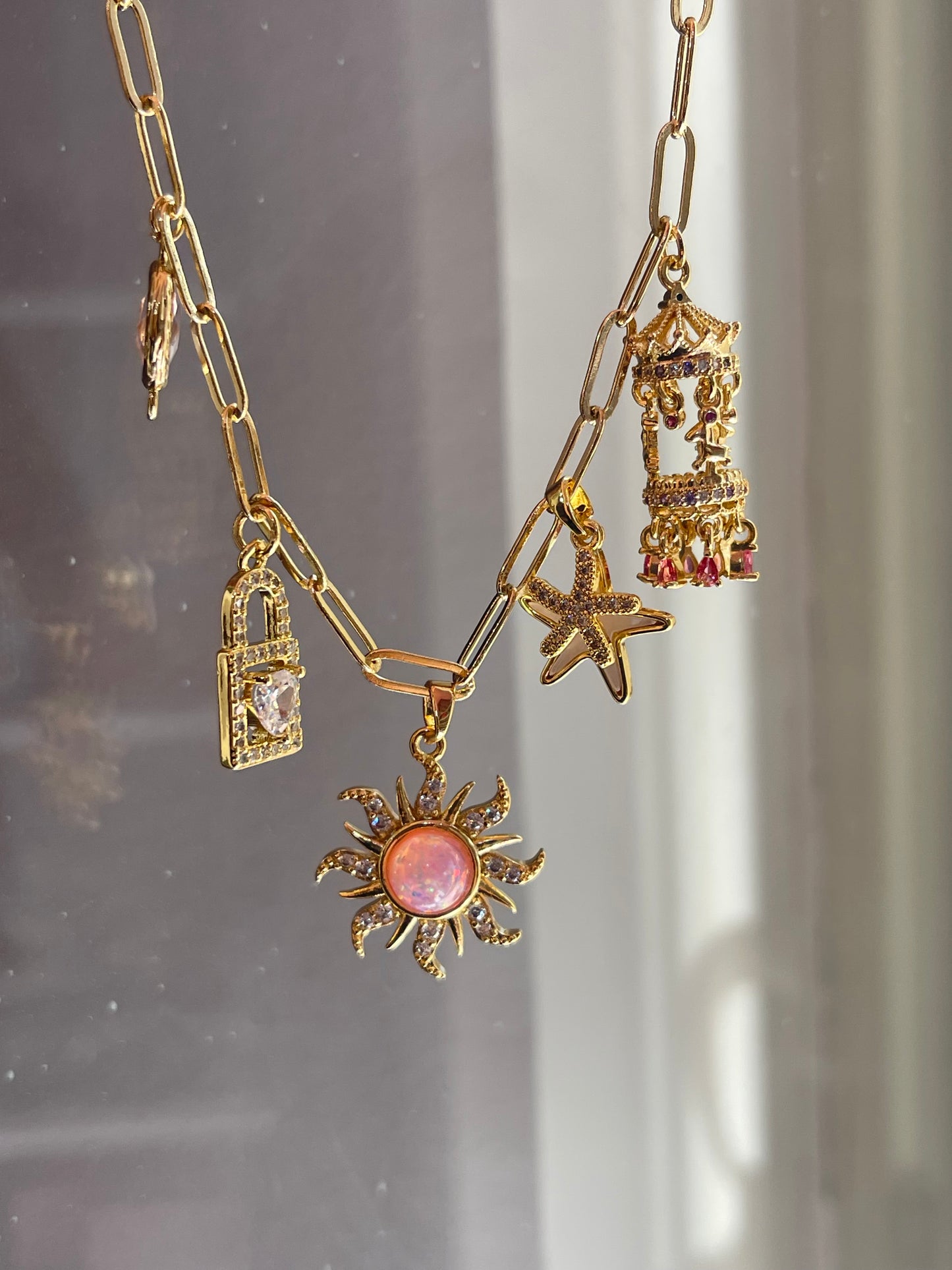 Pink Rapunzel- Gold Plated Charm