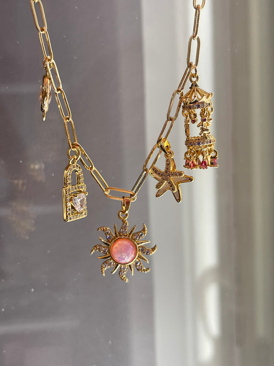 Pink Rapunzel- Gold Plated Charm