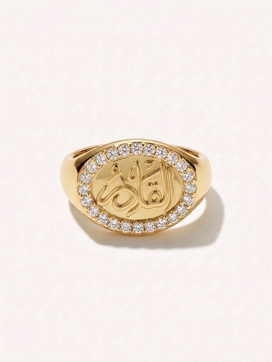 Crystal الله Signet Ring (Gold Plated)