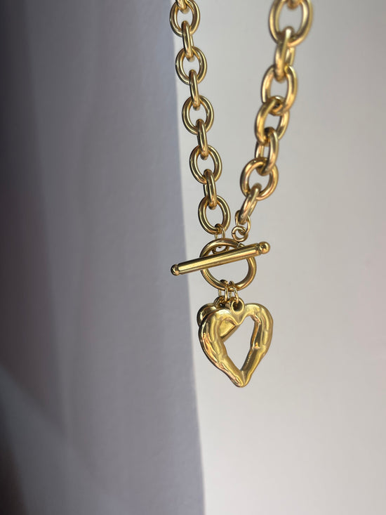 Chunky Charm Heart Necklace - Stainless Steel