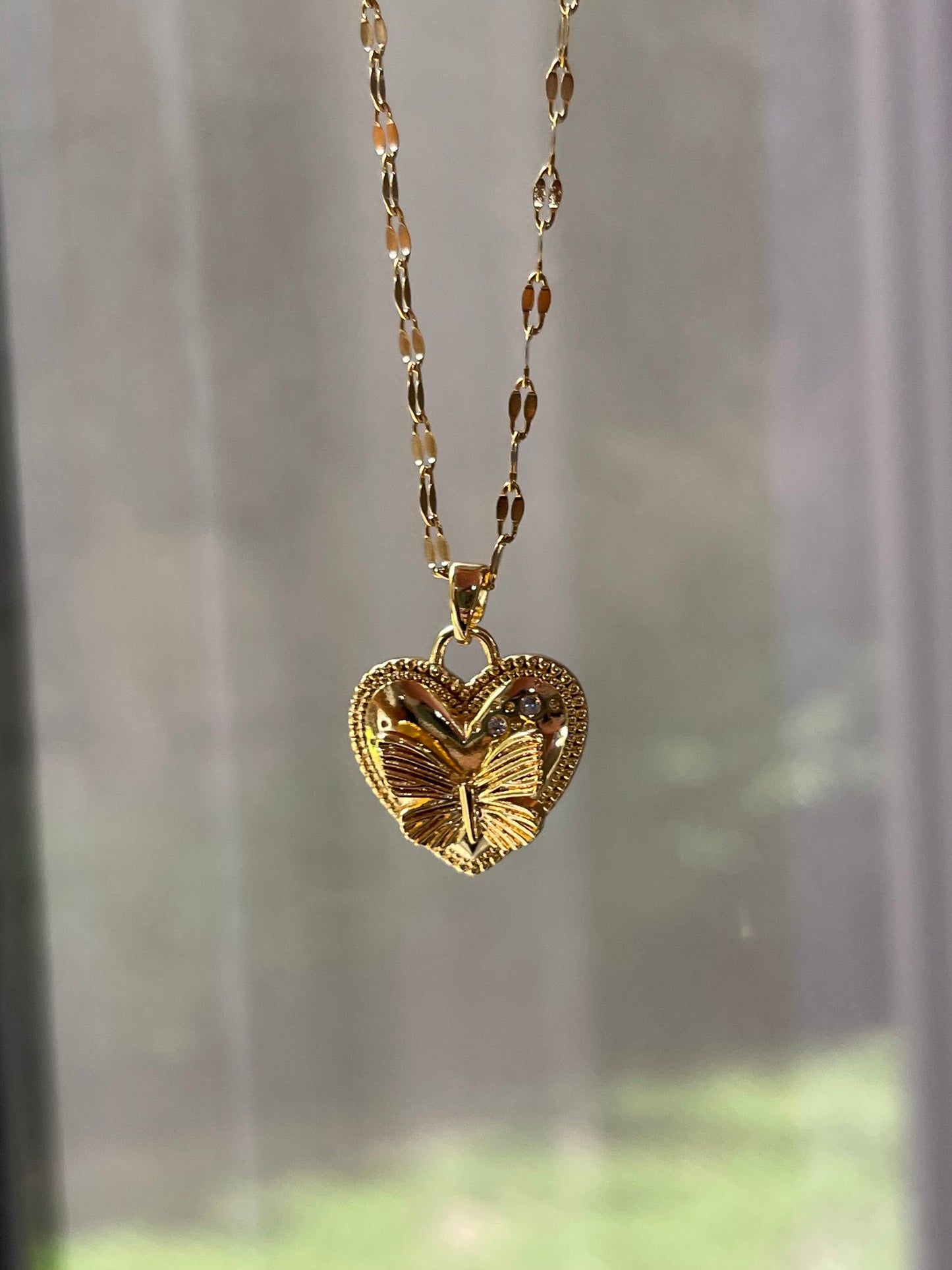 Butterfly Heart Charm (Gold Plated)