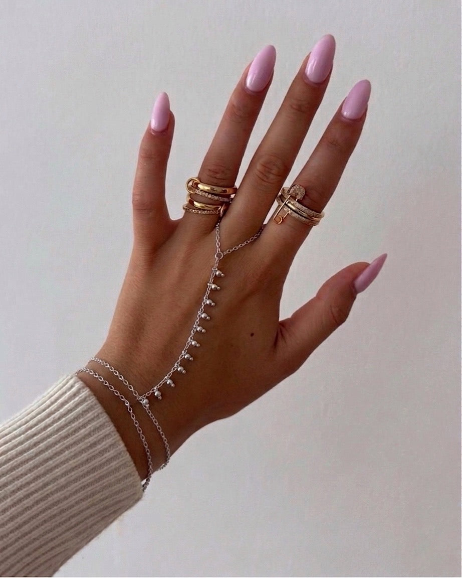 Silver Dotted Hand Chain- Stainless Steel