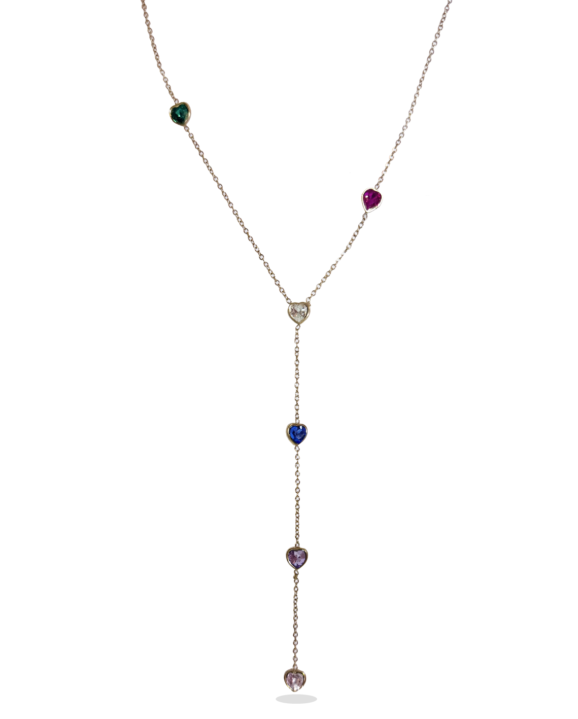 Hearts Drop Necklace (Gold Plated)