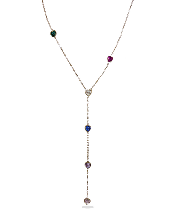 Hearts Drop Necklace (Gold Plated)