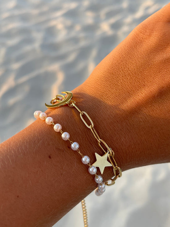 Celestial Pearl Stainless Steel Bracelet