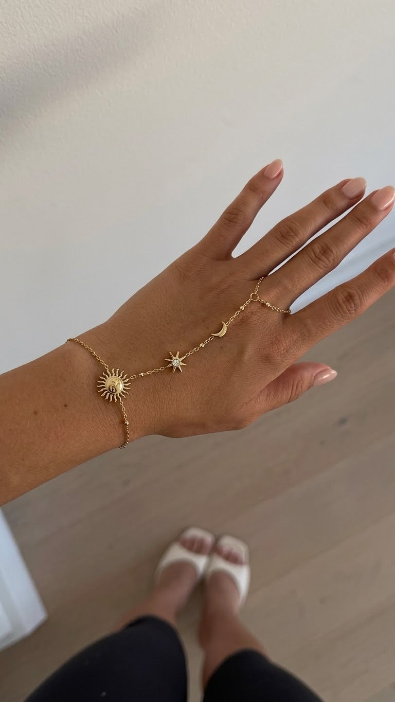 celestial hand chain (gold plated)