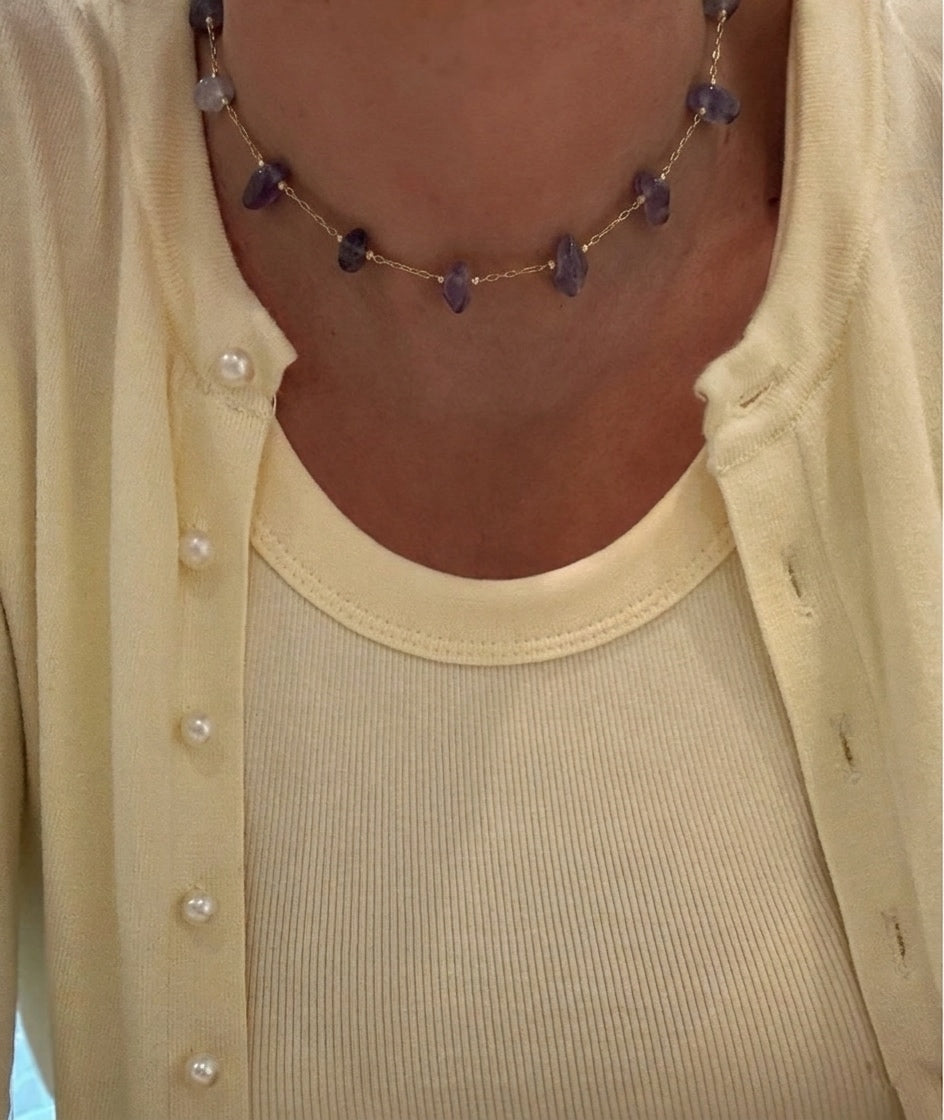 purple stones choker (gold plated)