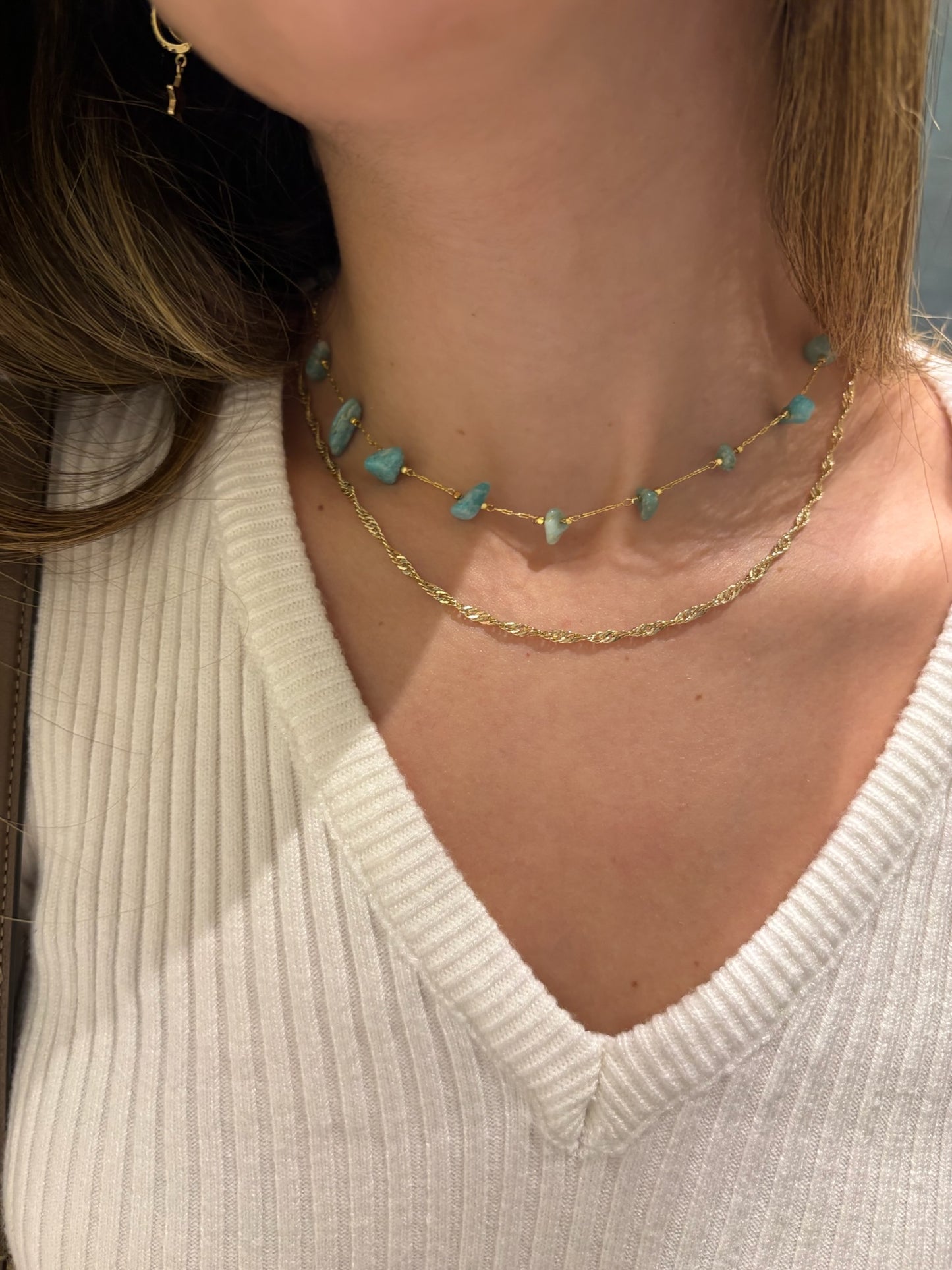 turquoise stones choker (gold plated)