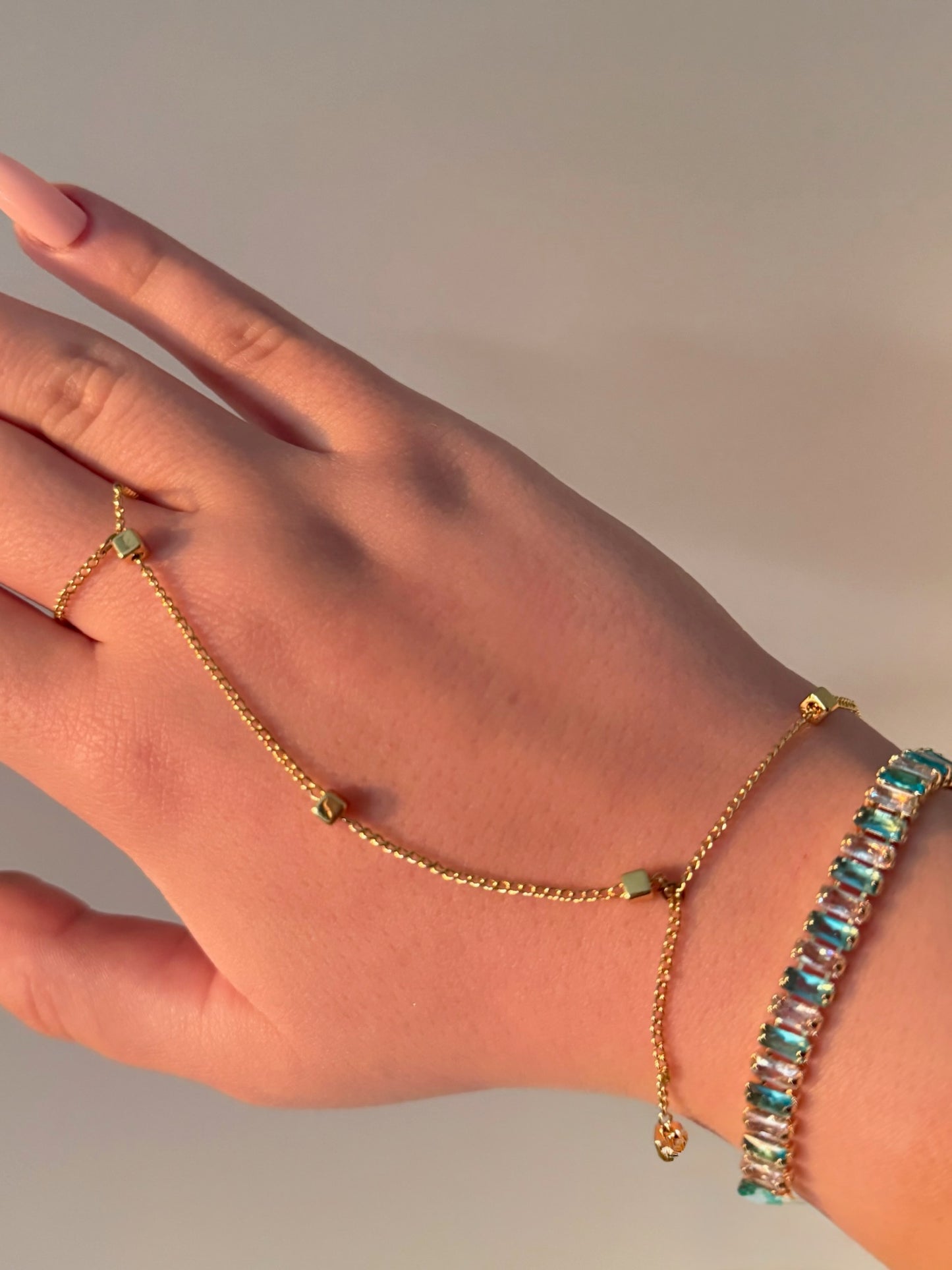 Blue Stone Crystal Bracelet- Gold Plated