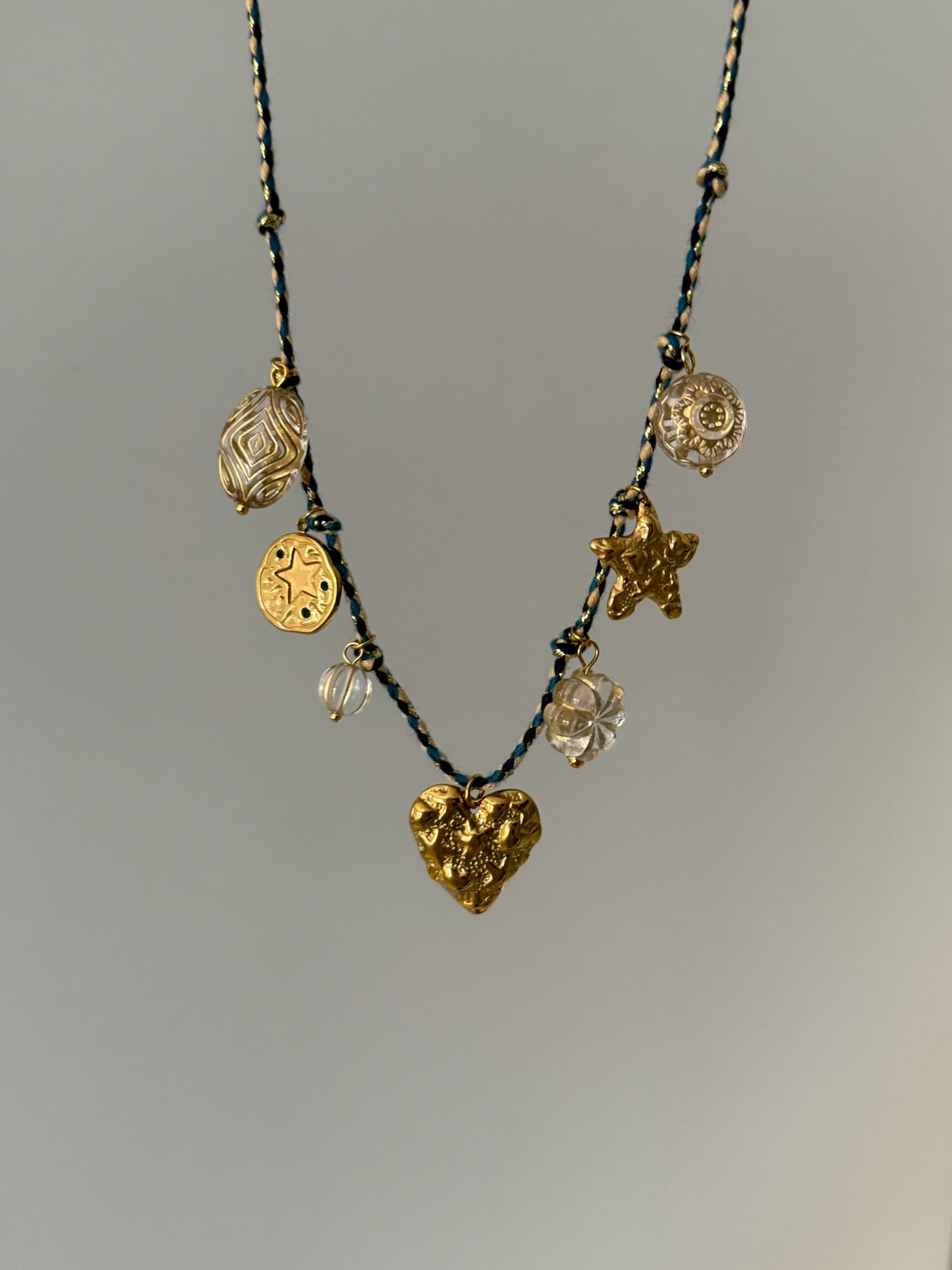 Blue Charms Necklace- Stainless Steel