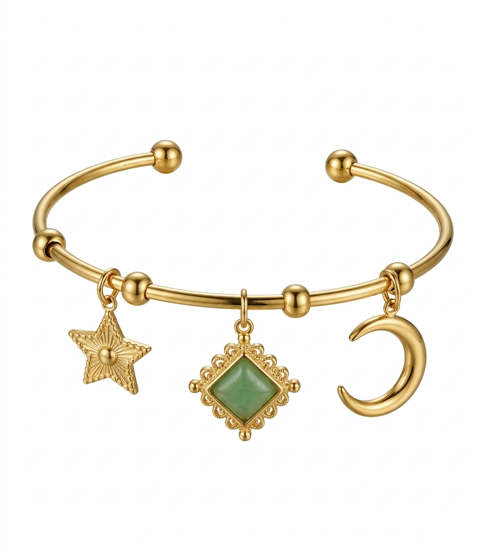 Star Dangle Cuff Bracelet (Stainless Steel)