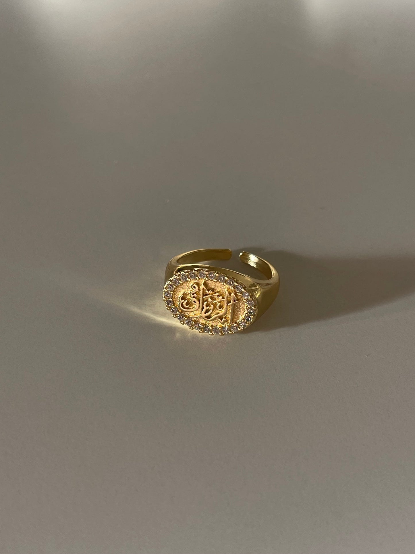 Crystal الله Signet Ring (Gold Plated)