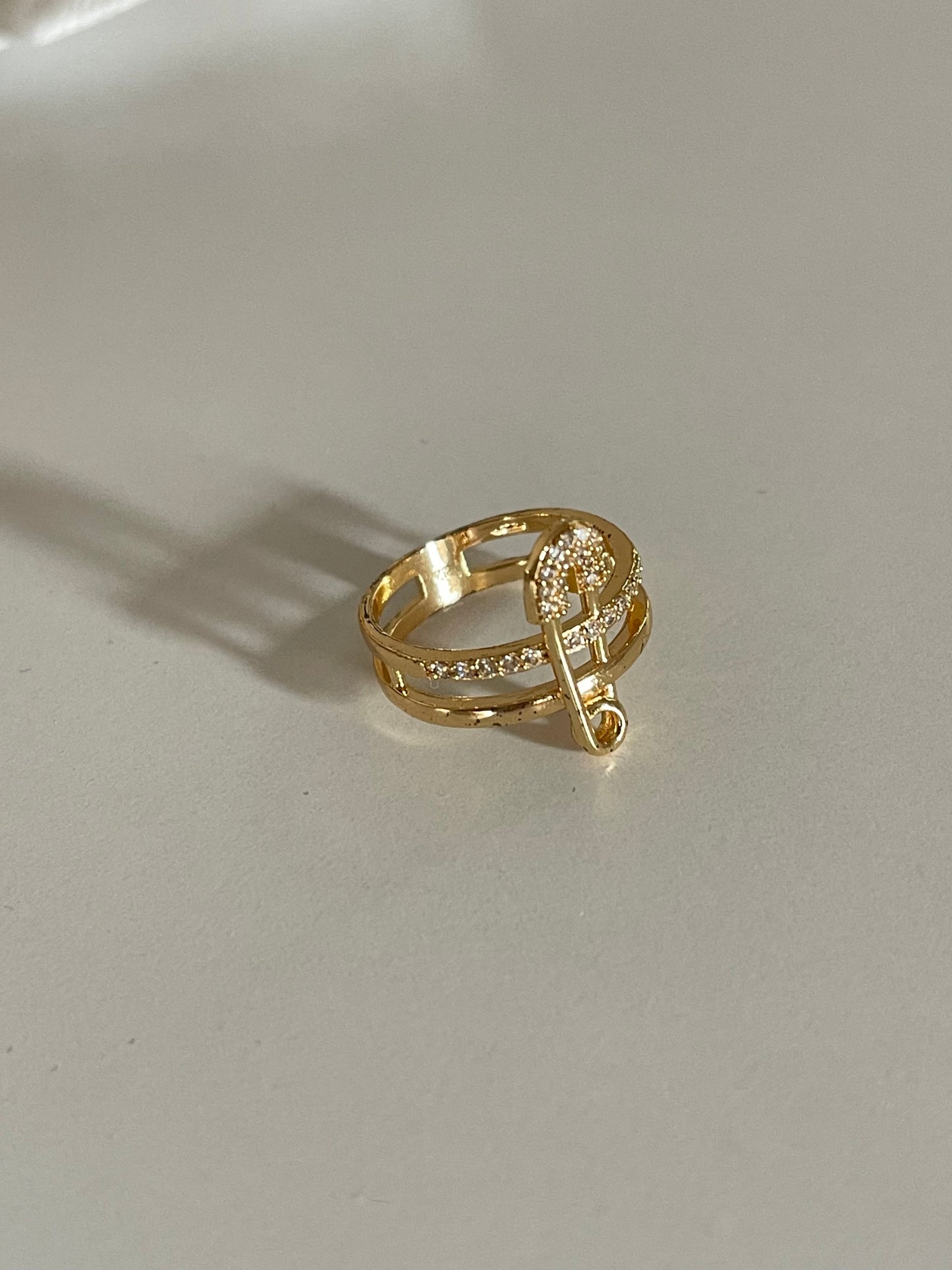 Crystal Pin Ring (Gold Plated)