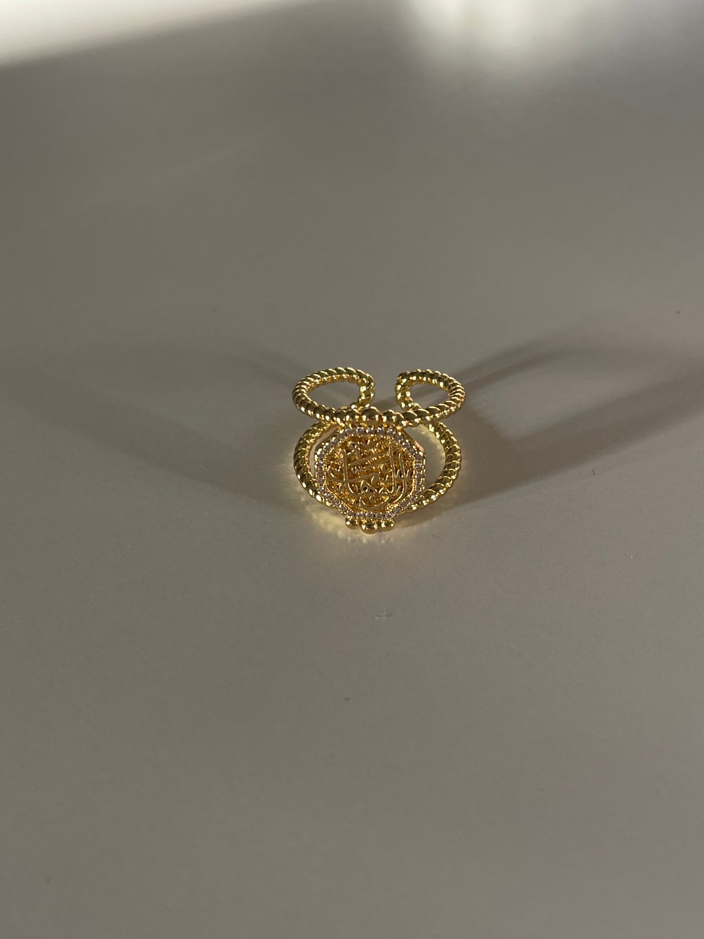 Crystal الله Signet Ring (Gold Plated)